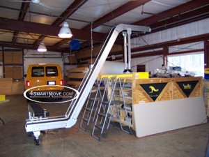 up and over incline conveyor on factory floor