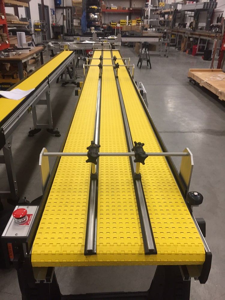 adjustable multi lane guides – robotic interface conveyor