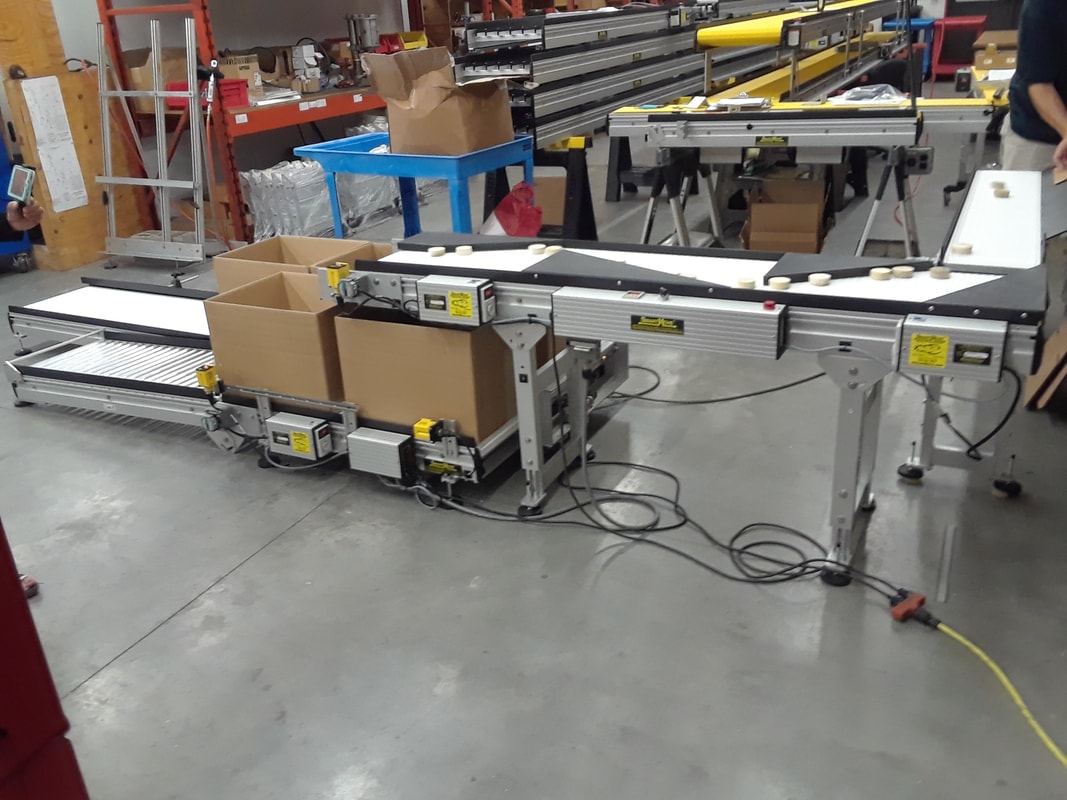 box filler conveyor with 90 degree turn