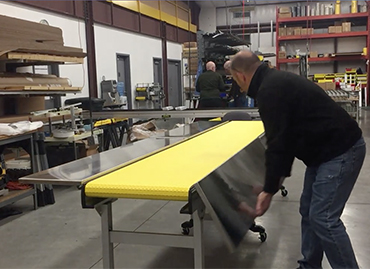 239) fold down conveyor – recessed belt workstation
