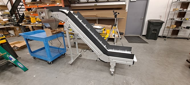 portable, movable anodized aluminium frame conveyor